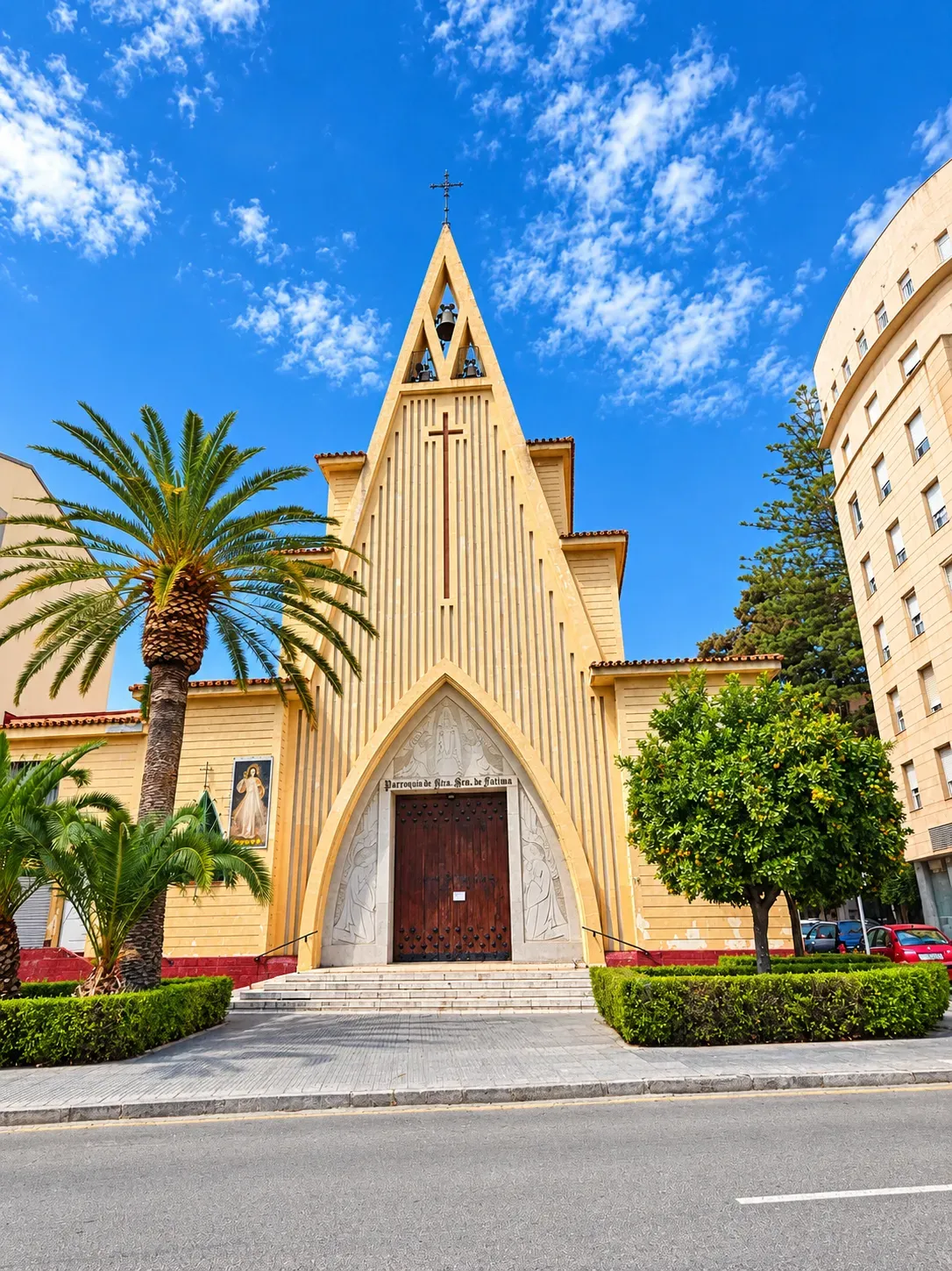 Fachada histórica del Templo de la Trinidad en Málaga